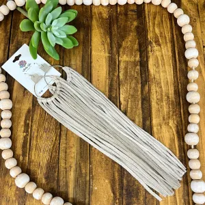 Long Fringe Earrings - Grey