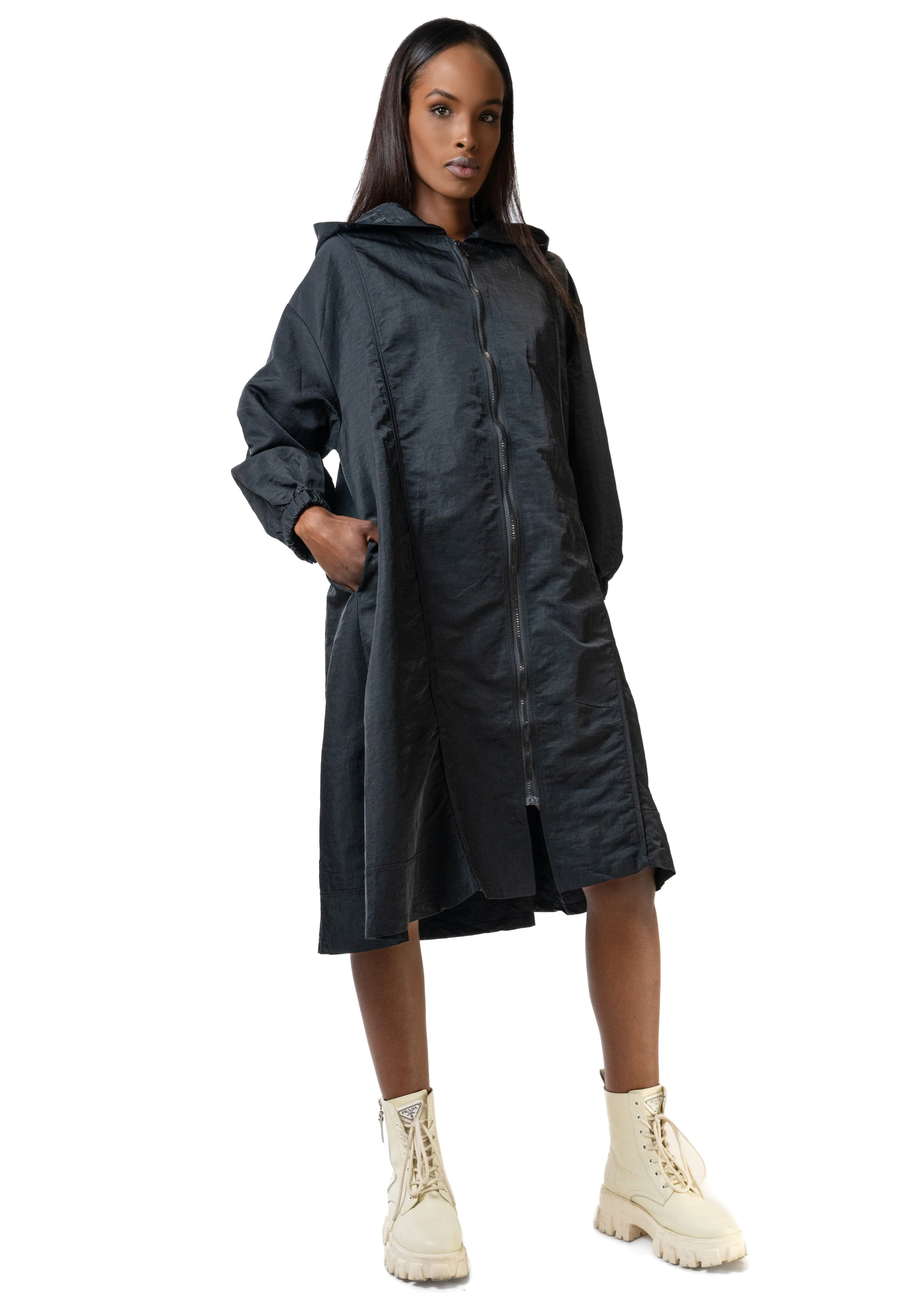 Long Lightweight Hooded Jacket