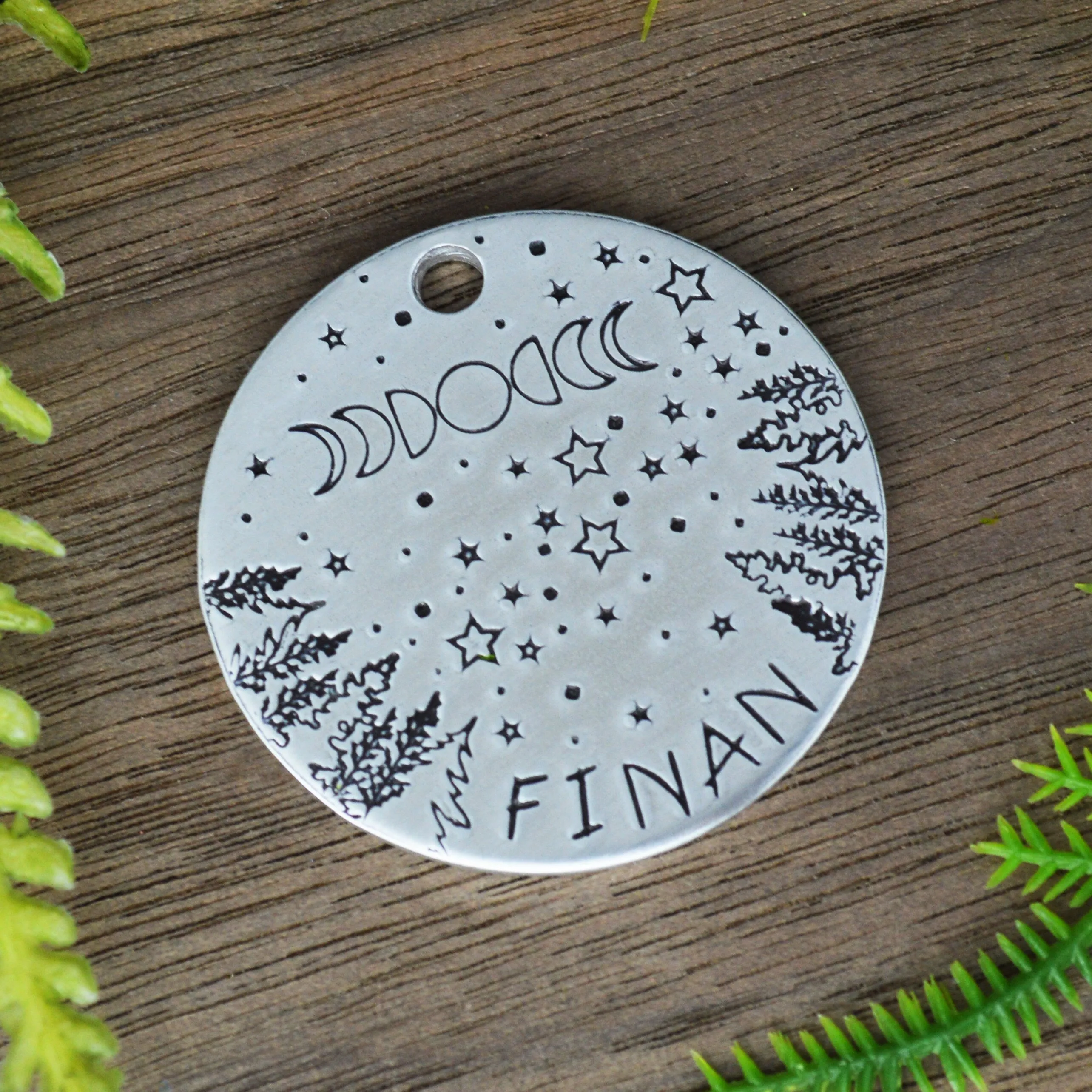 Looking Up Hand Stamped Dog Tag