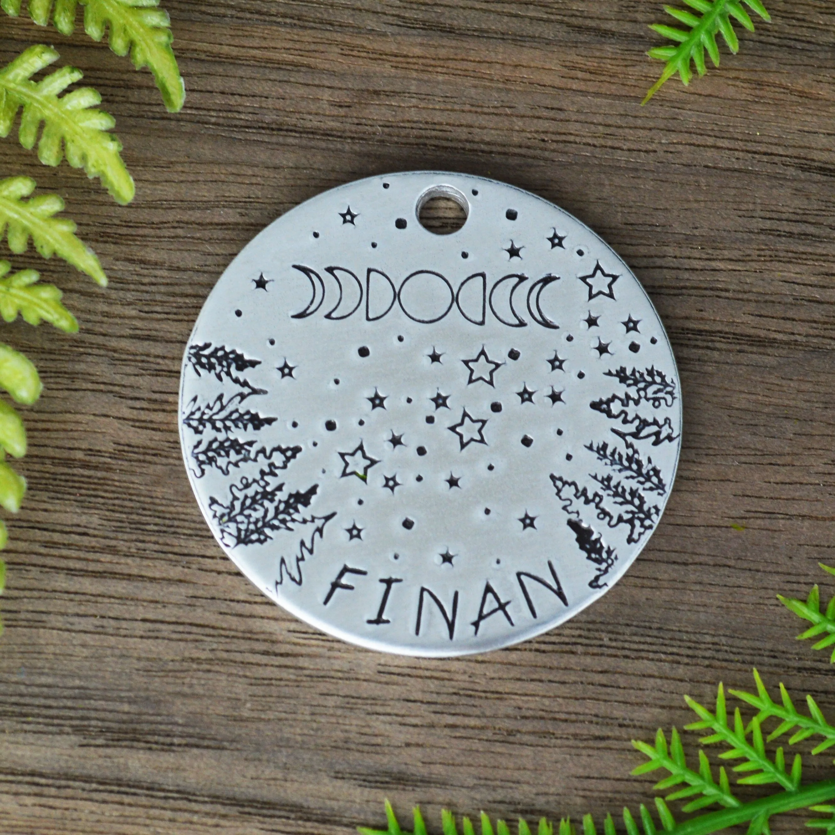 Looking Up Hand Stamped Dog Tag