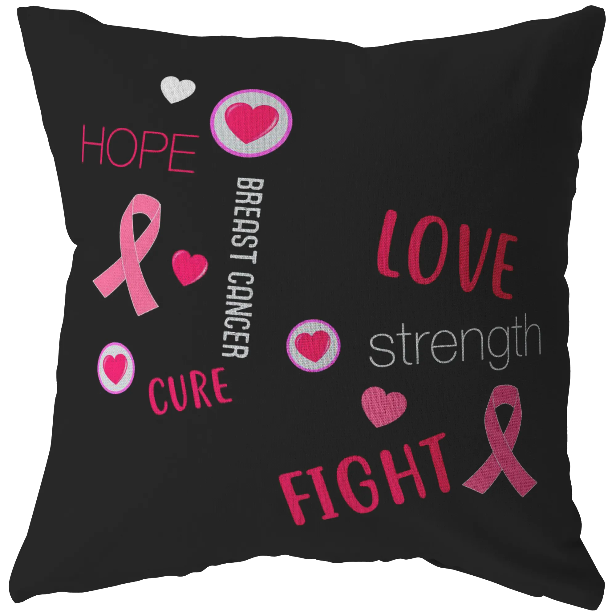 Love Strength Hope Breast Cancer Awareness Pillow