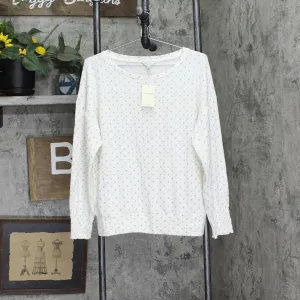 Lucky Brand Long Sleeve Scoop Neck Geo Cloud Jersey Smocking Top Cream Multi M