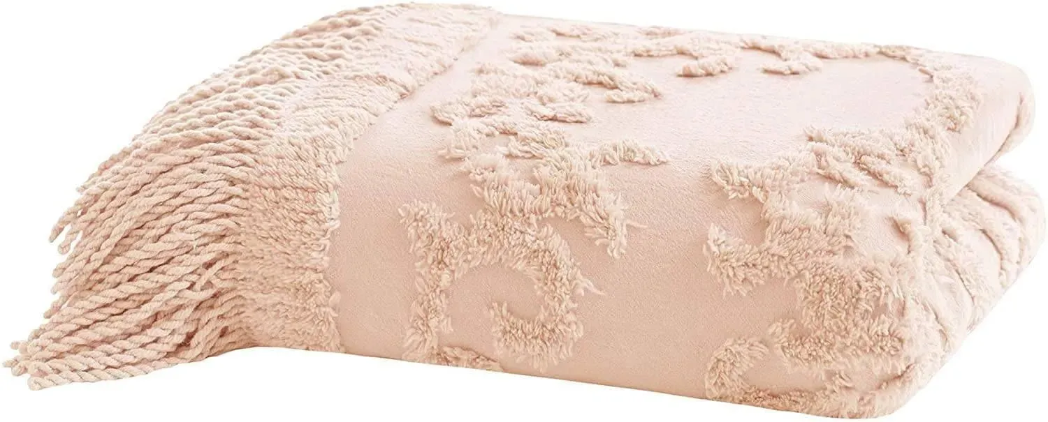 Madison Park Chloe Cotton Tufted Chenille Throw with Fringe Tassel