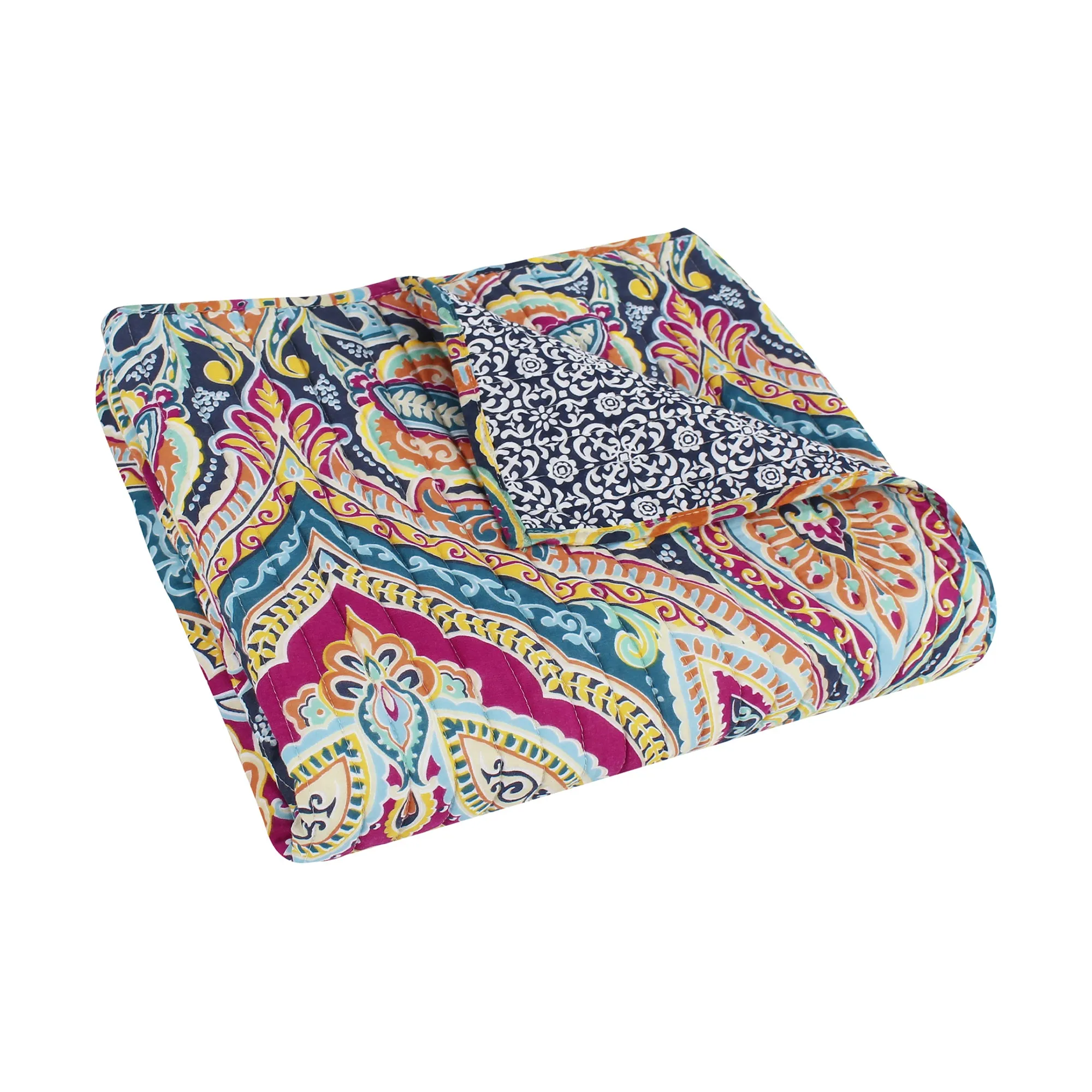 Magnolia Navy Quilted Throw