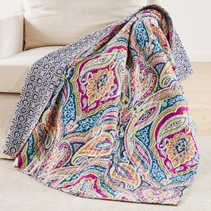 Magnolia Navy Quilted Throw