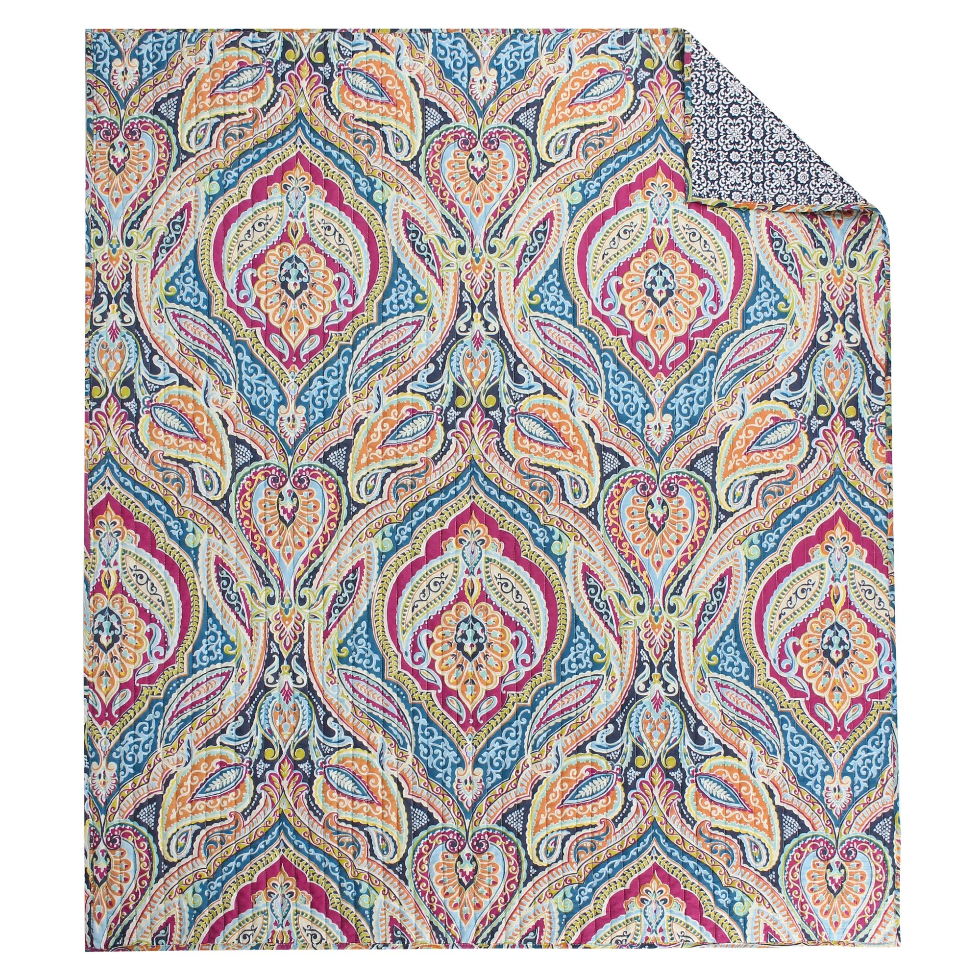 Magnolia Navy Quilted Throw