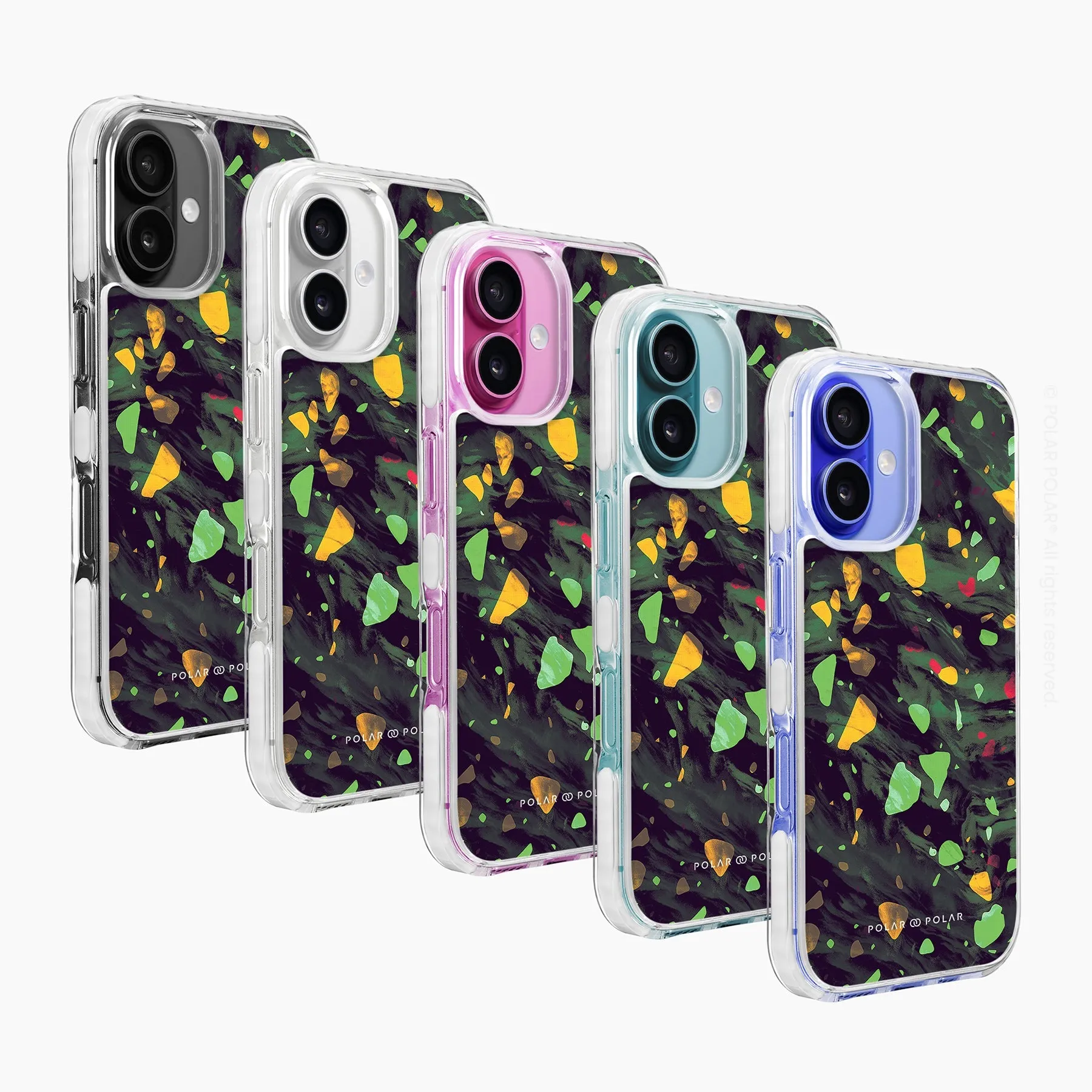 Malachite Terrazzo Gem - iPhone 16 Plus Clear Bumper MagSafe Case