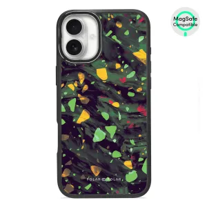 Malachite Terrazzo Gem - iPhone 16 Plus Frosted Black Bumper MagSafe Case