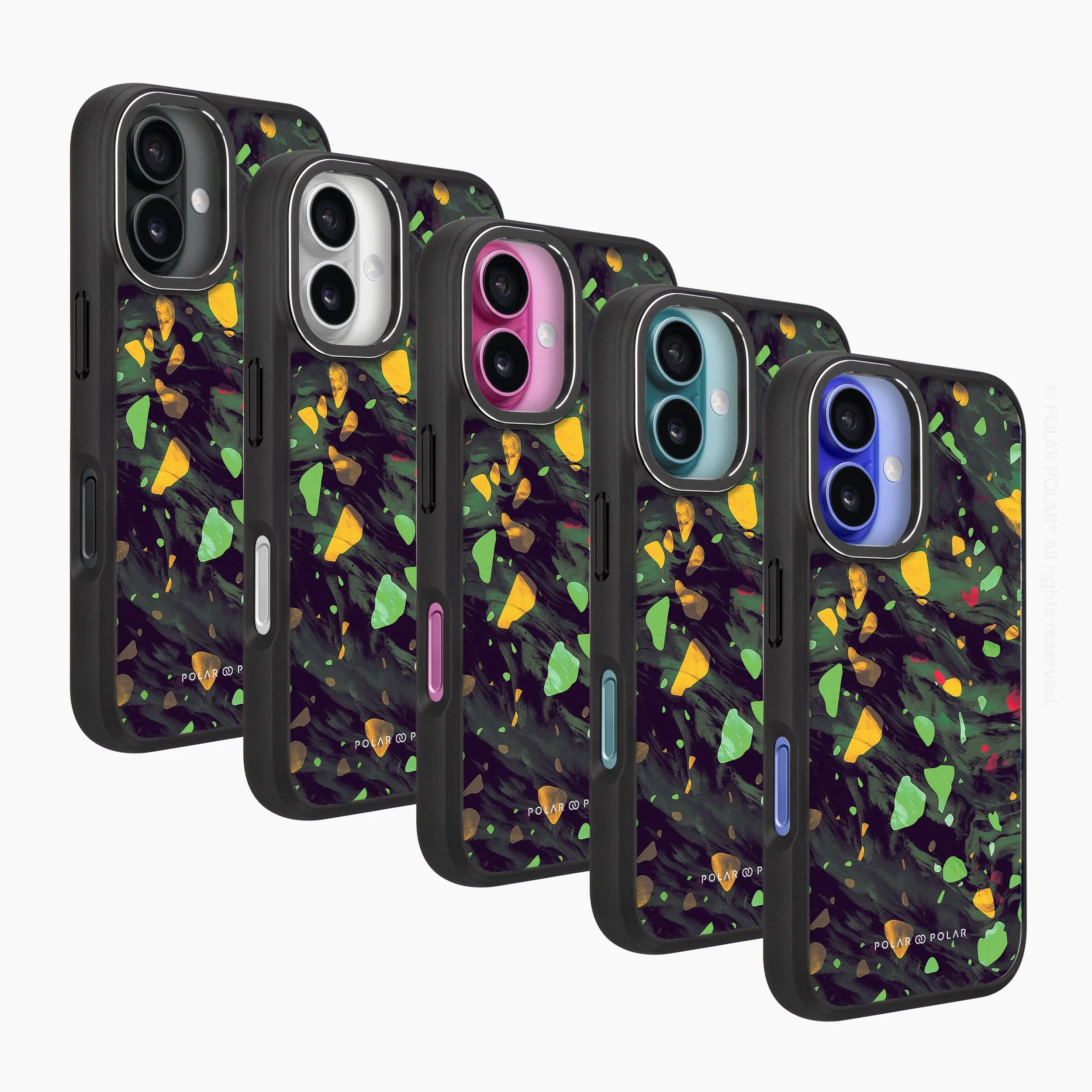Malachite Terrazzo Gem - iPhone 16 Plus Frosted Black Bumper MagSafe Case