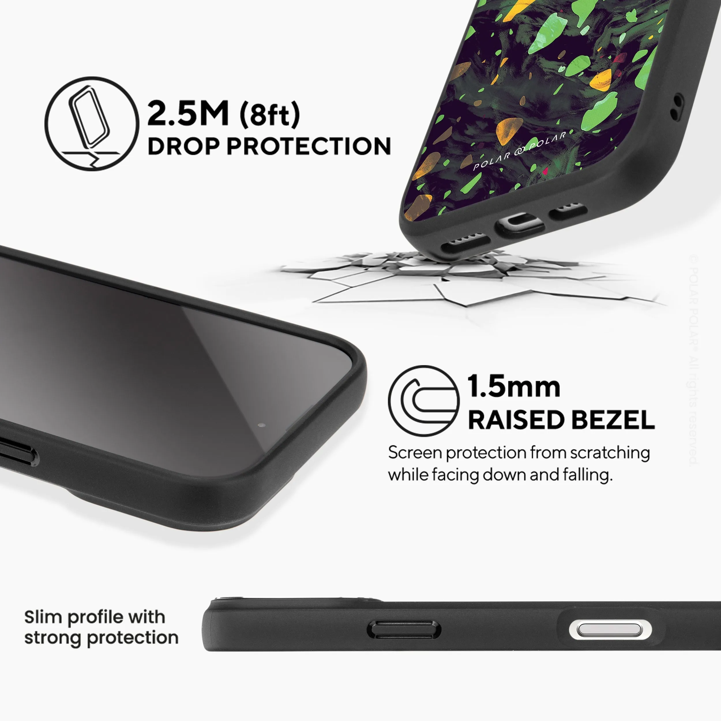 Malachite Terrazzo Gem - iPhone 16 Plus Frosted Black Bumper MagSafe Case