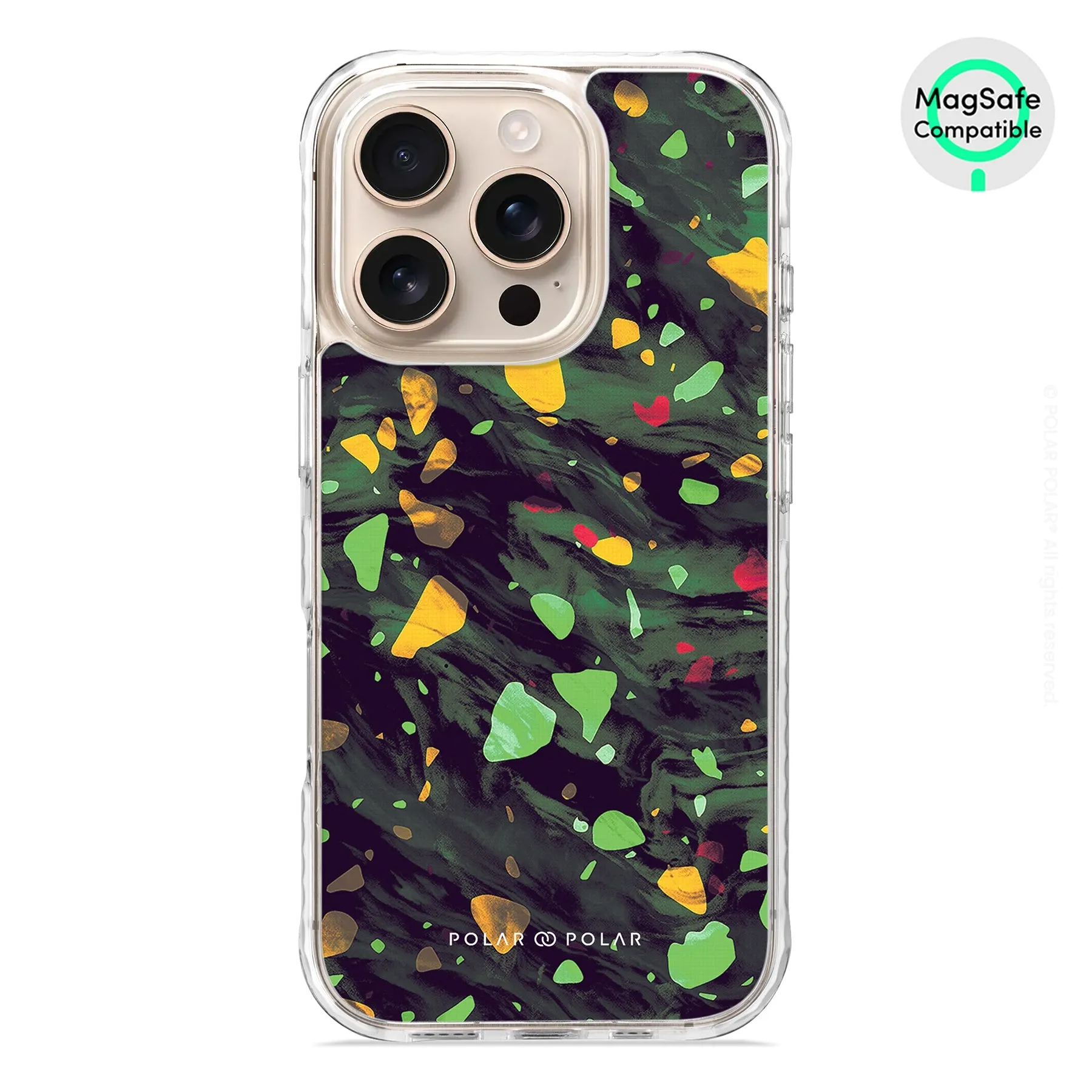 Malachite Terrazzo Gem - iPhone 16 Pro Clear Bumper MagSafe Case