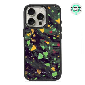 Malachite Terrazzo Gem - iPhone 16 Pro Frosted Black Bumper MagSafe Case