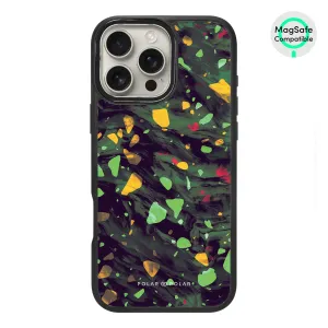 Malachite Terrazzo Gem - iPhone 16 Pro Max Frosted Black Bumper MagSafe Case