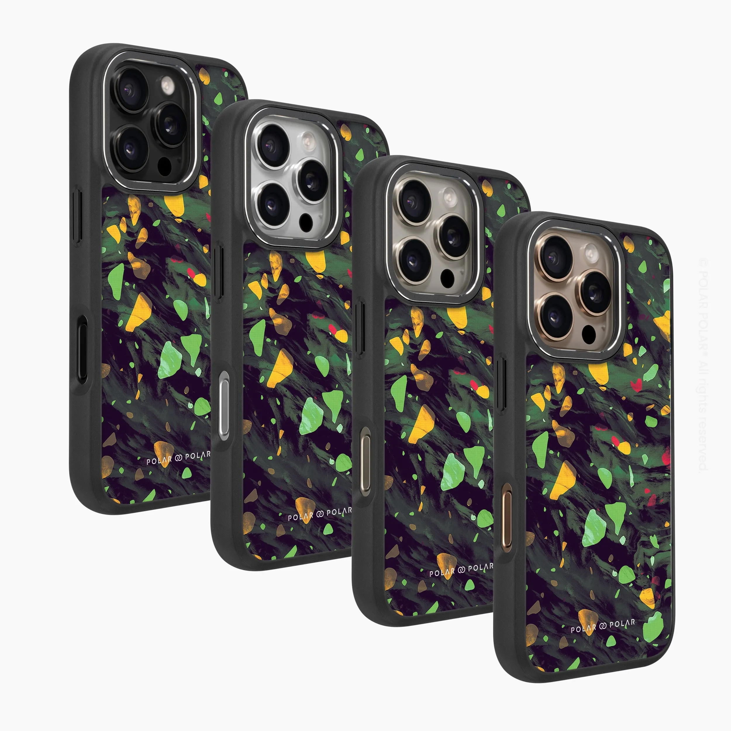 Malachite Terrazzo Gem - iPhone 16 Pro Max Frosted Black Bumper MagSafe Case