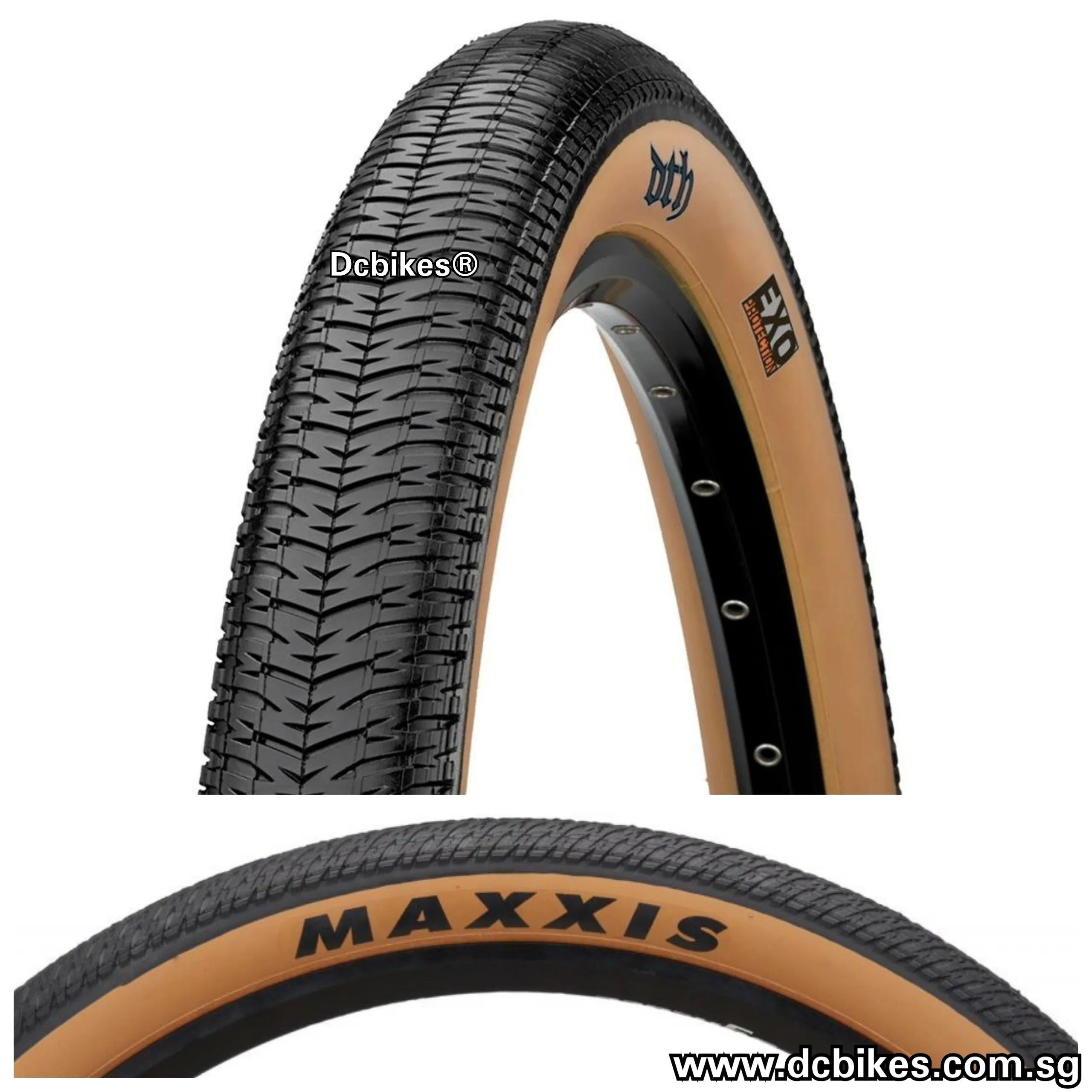 Maxxis 26 X 2.15 Folding DTH 26 X 2.3 Wired Black/Brown Skinwall DTH Tyres (2 Tires)