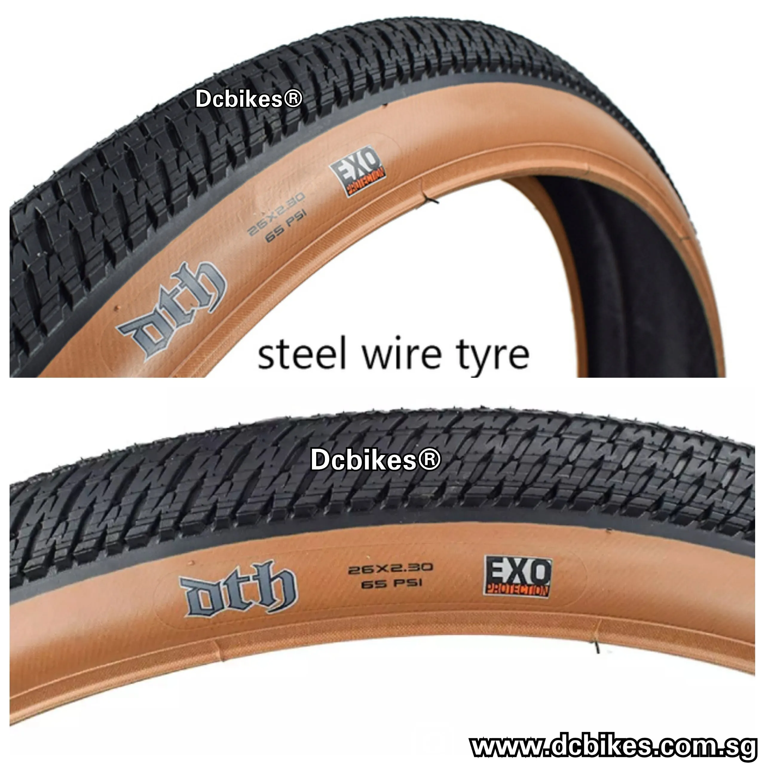 Maxxis 26 X 2.15 Folding DTH 26 X 2.3 Wired Black/Brown Skinwall DTH Tyres (2 Tires)
