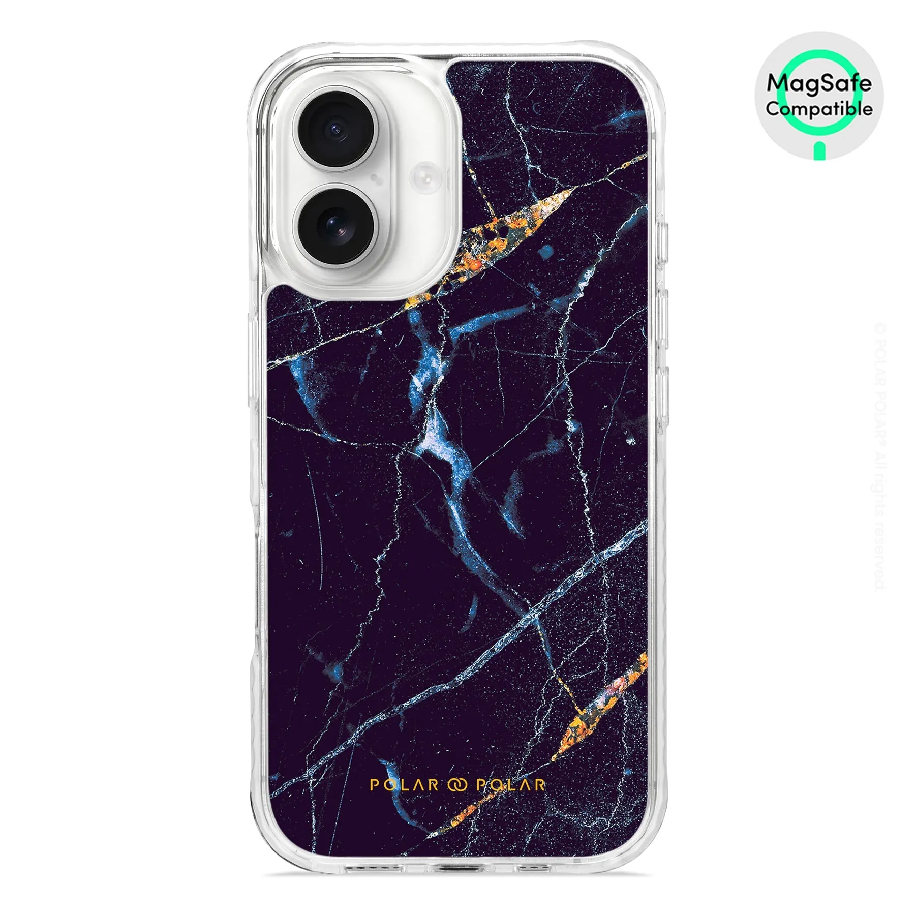 Midnight Marble - iPhone 16 Clear Bumper MagSafe Case