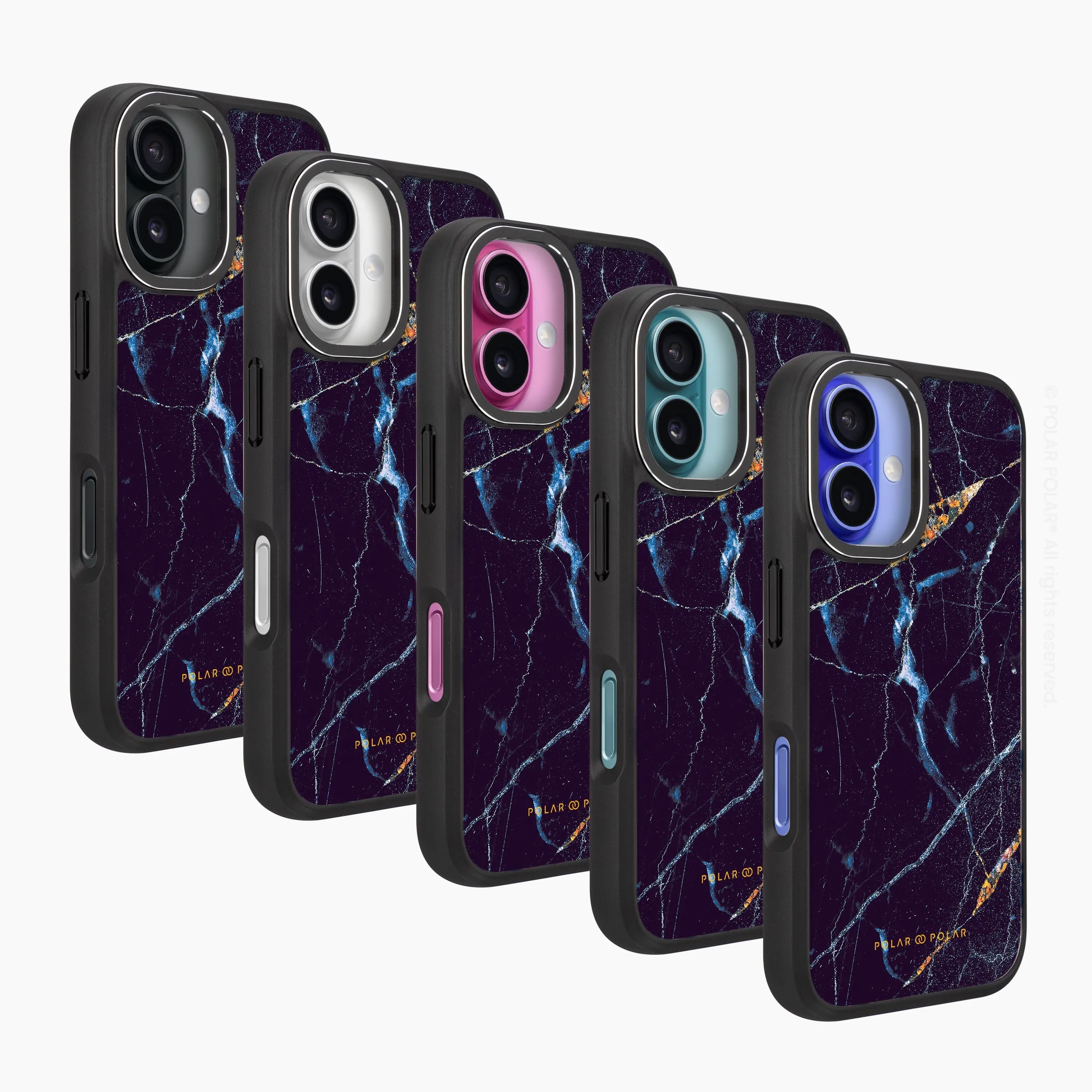 Midnight Marble - iPhone 16 Frosted Black Bumper MagSafe Case