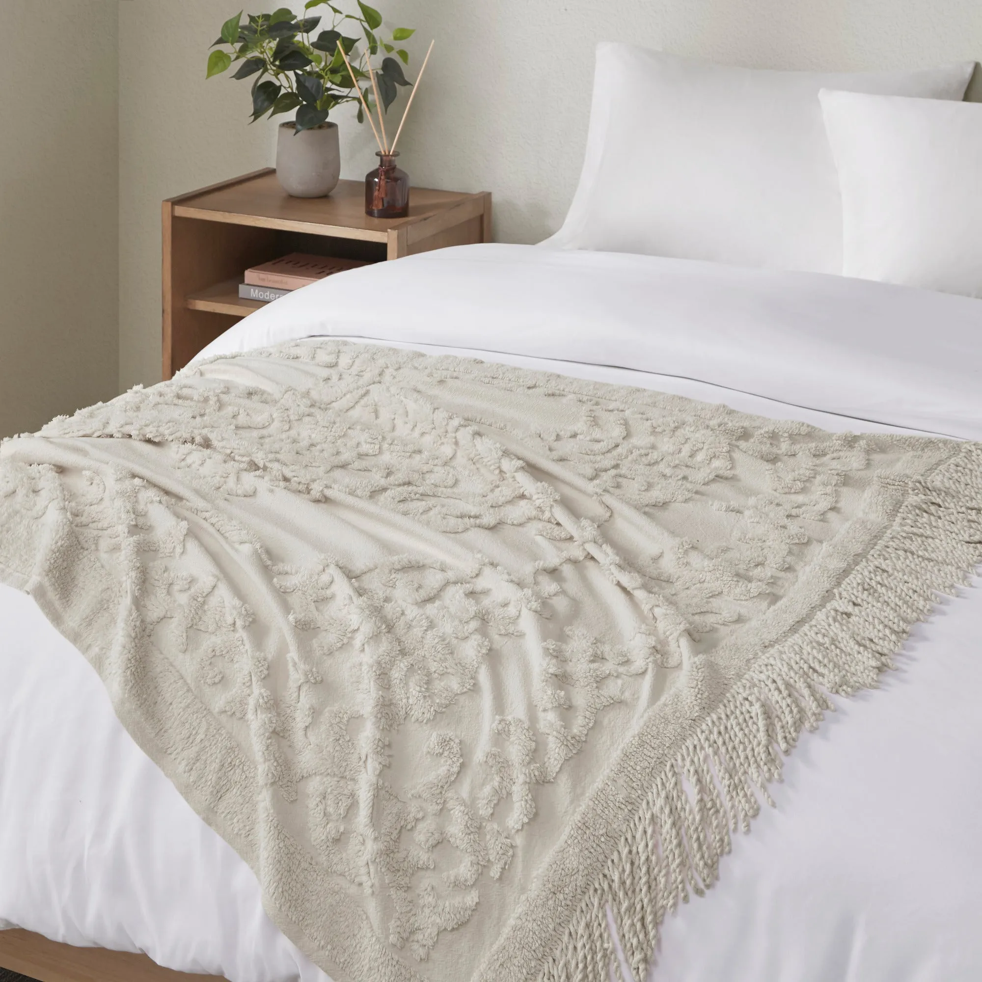 Mila Chenille Lightweight Throw with Fringe Tassel