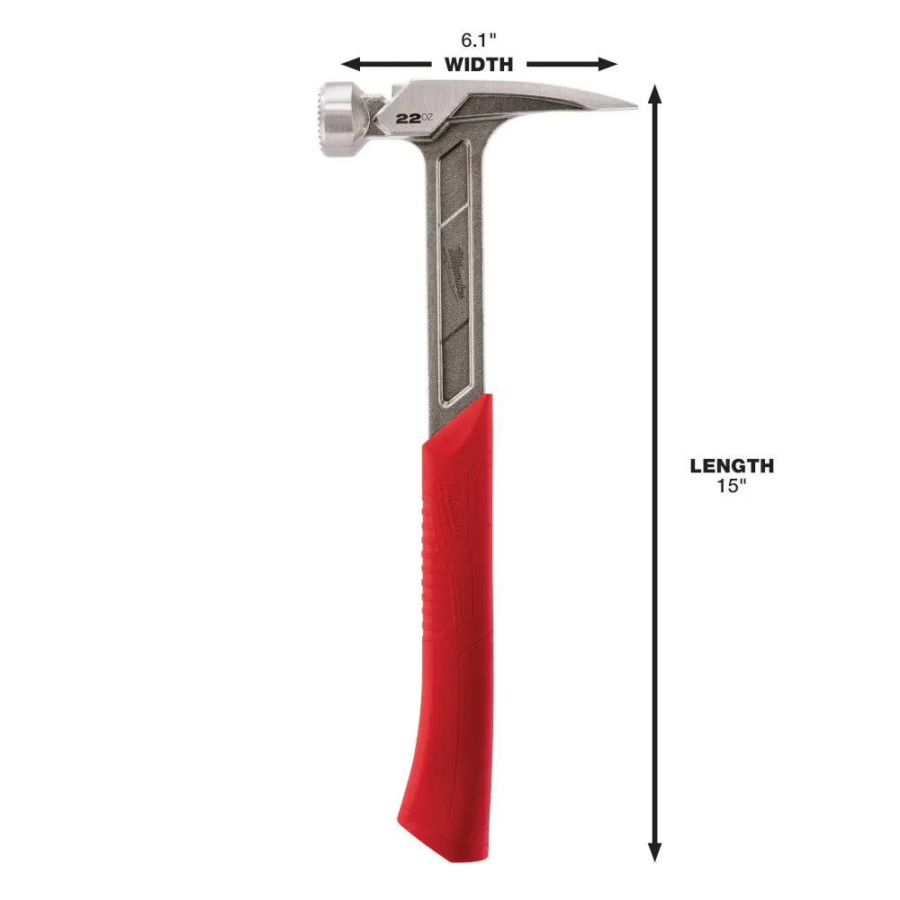 Milwaukee 48-22-9022 22oz Milled Faced Framing Hammer