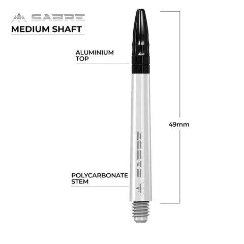 Mission Sabre Shafts | Polycarbonate Dart Stems | White | Black Top