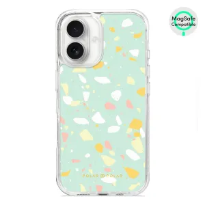 Mist Green Terrazzo - iPhone 16 Clear Bumper MagSafe Case