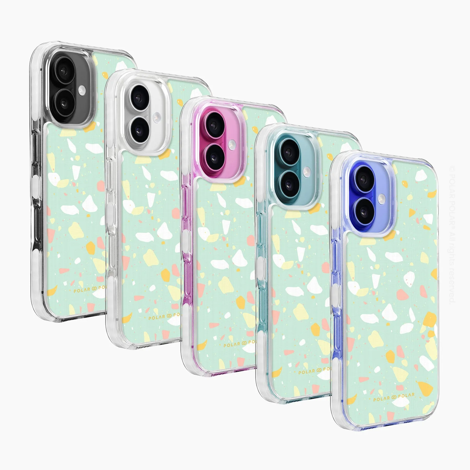 Mist Green Terrazzo - iPhone 16 Clear Bumper MagSafe Case