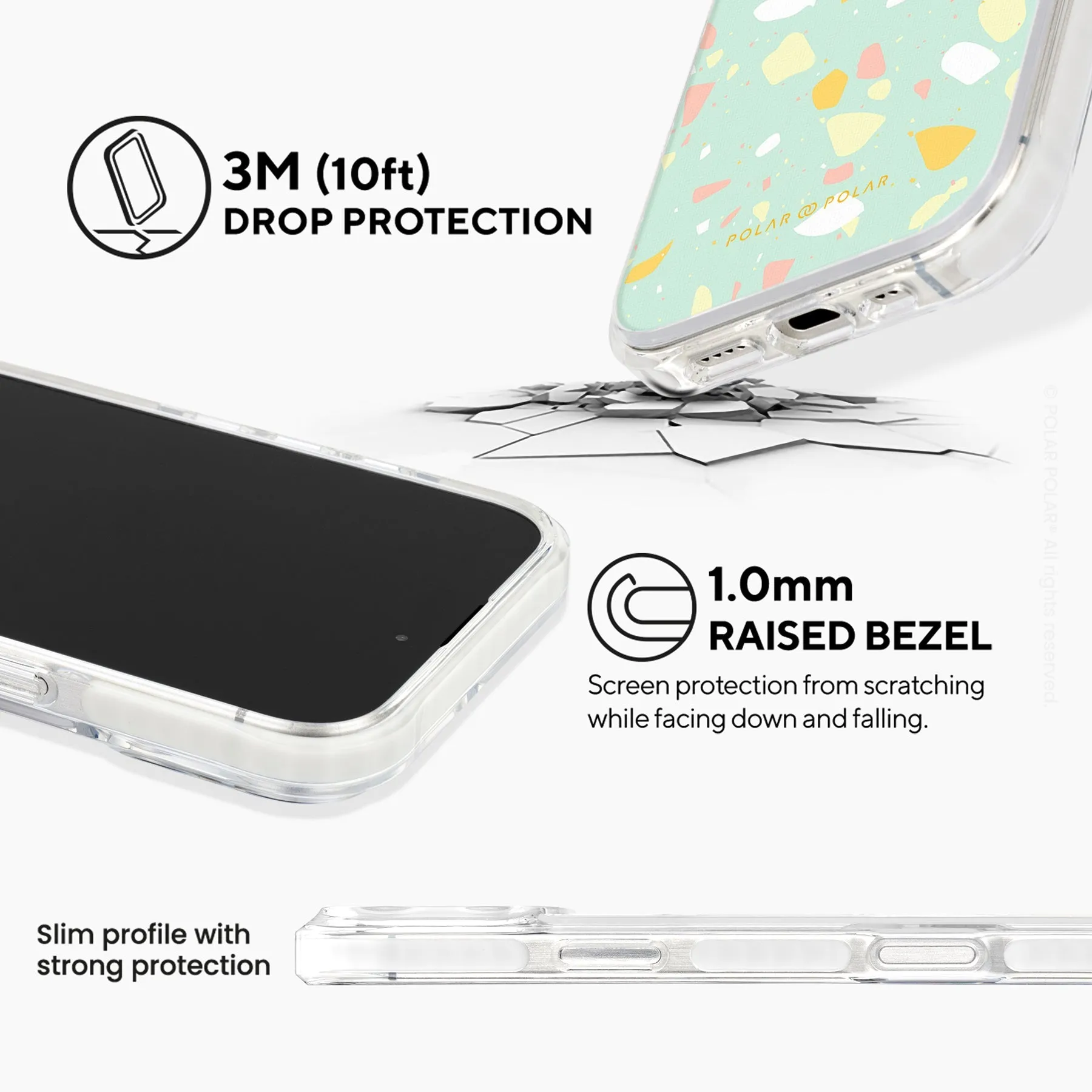 Mist Green Terrazzo - iPhone 16 Pro Clear Bumper MagSafe Case