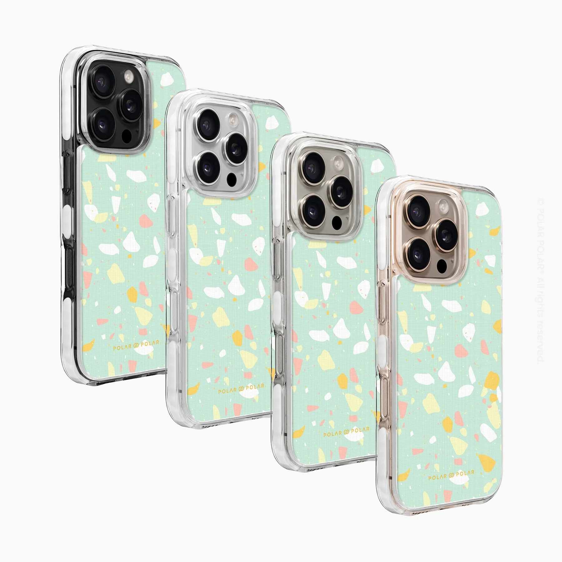 Mist Green Terrazzo - iPhone 16 Pro Clear Bumper MagSafe Case