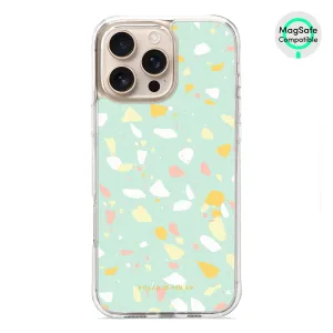 Mist Green Terrazzo - iPhone 16 Pro Max Clear Bumper MagSafe Case