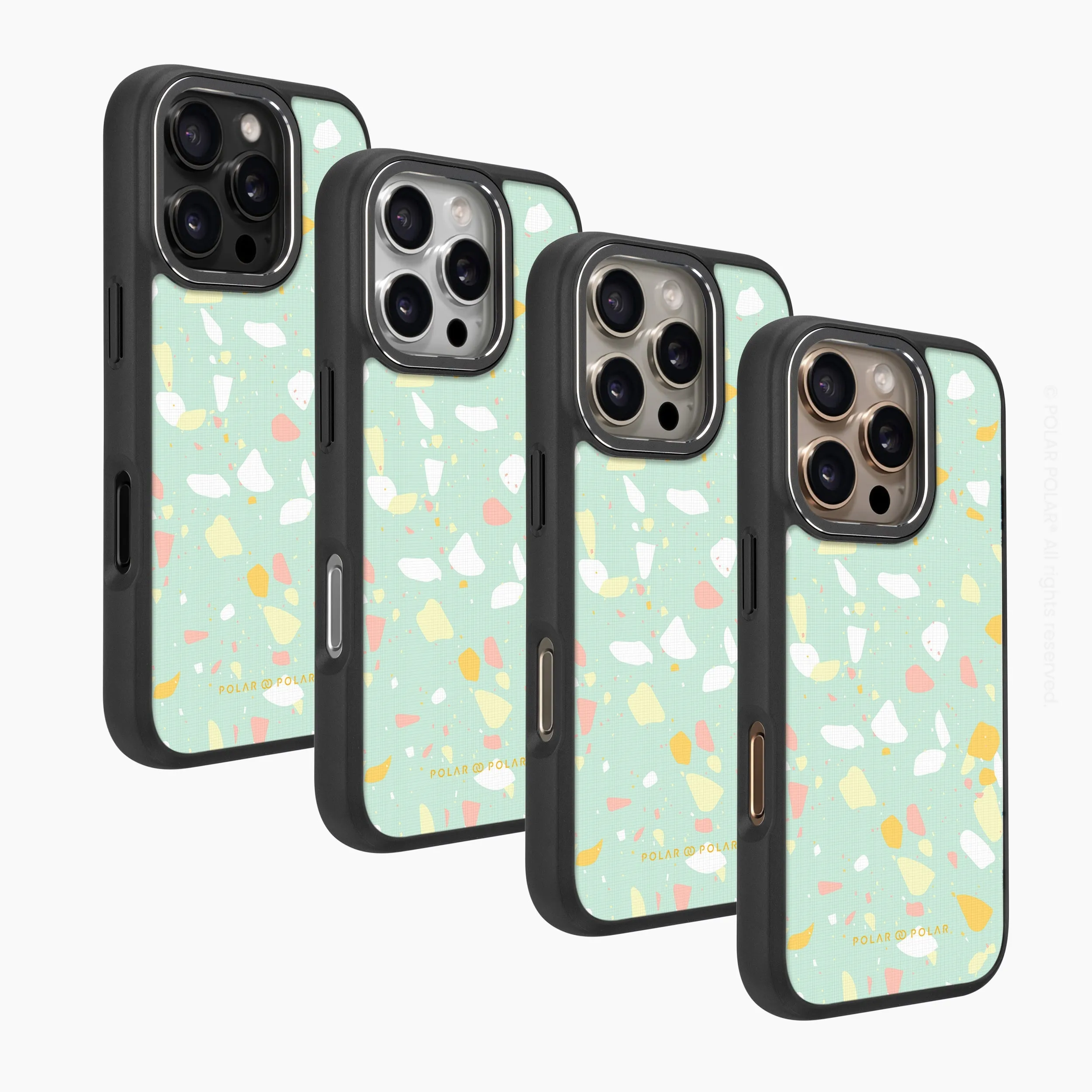 Mist Green Terrazzo - iPhone 16 Pro Max Frosted Black Bumper MagSafe Case