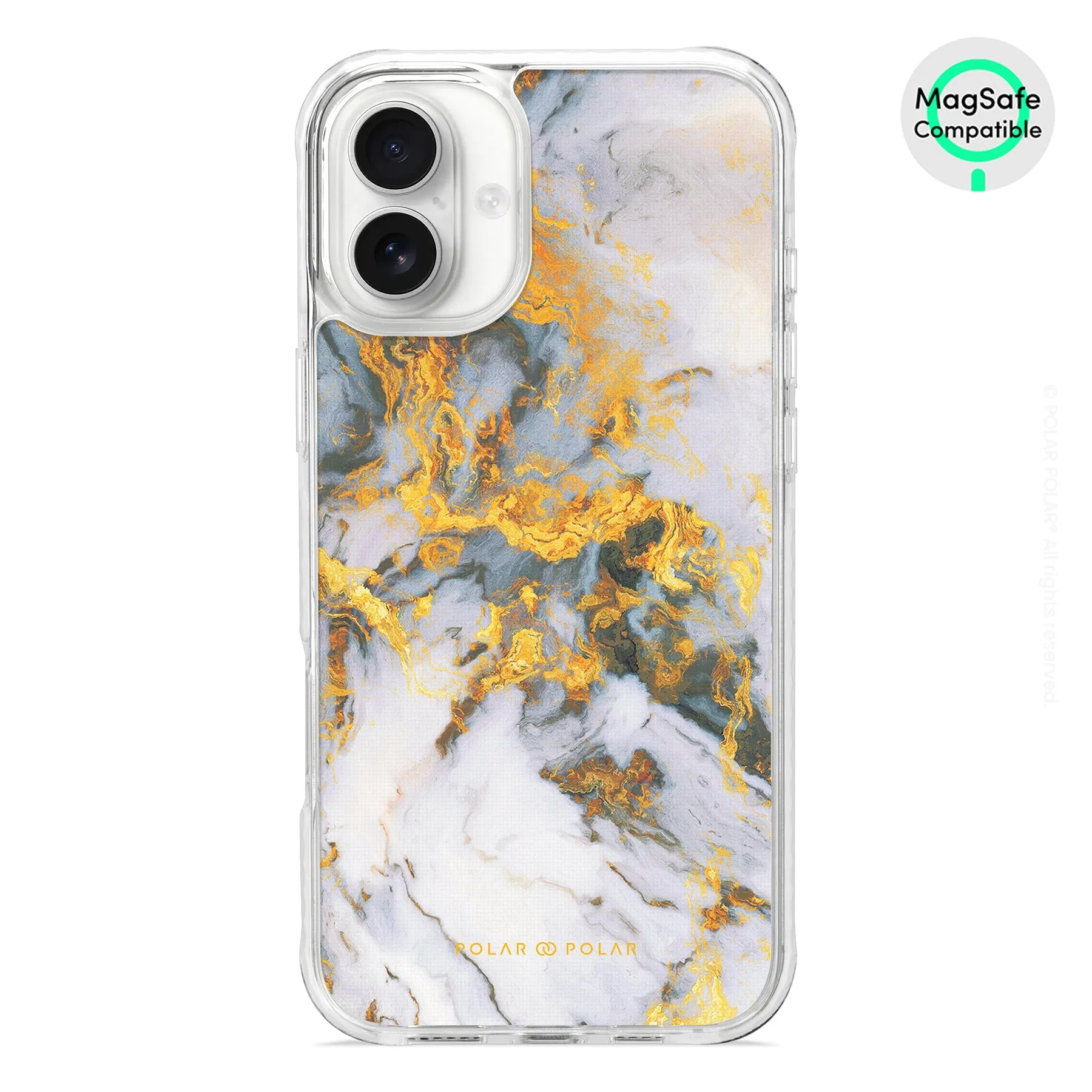 Mist Marble - iPhone 16 Plus Clear Bumper MagSafe Case