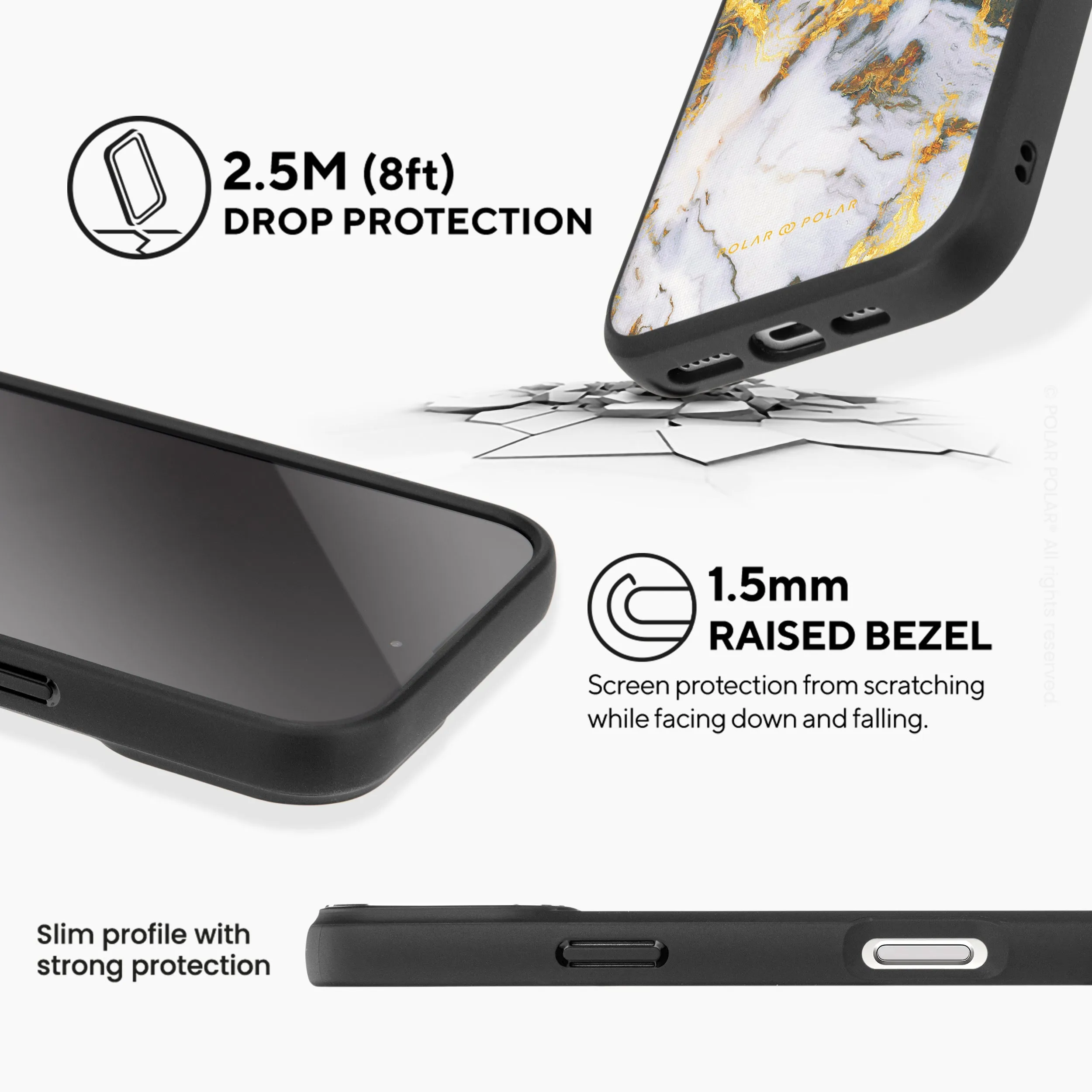 Mist Marble - iPhone 16 Pro Max Frosted Black Bumper MagSafe Case