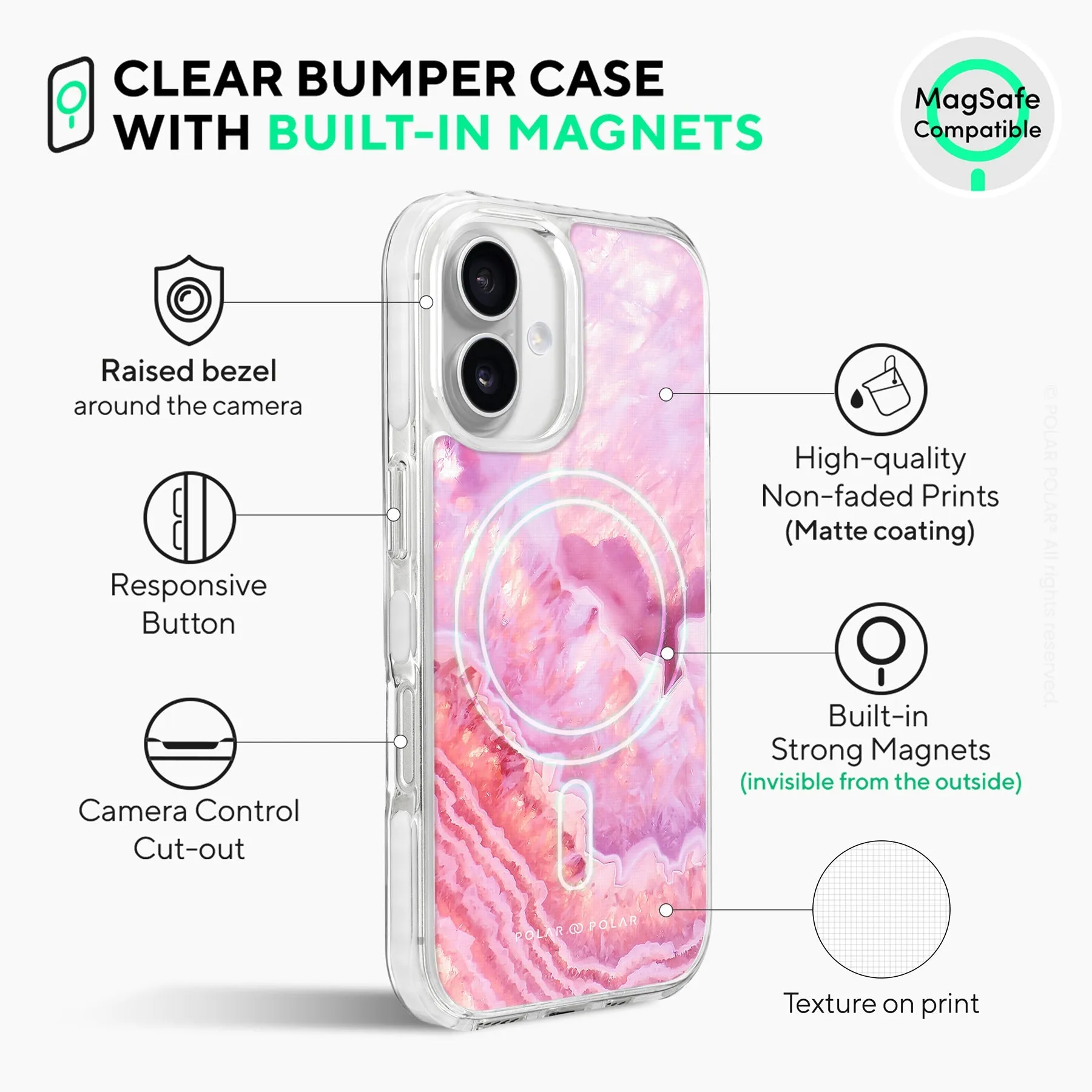 Misty Rose Coral - iPhone 16 Clear Bumper MagSafe Case
