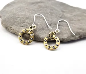 Mixed Metal Dangle Ball Bearing Earrings