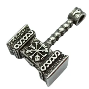 Mjolnir with runes silver pendant