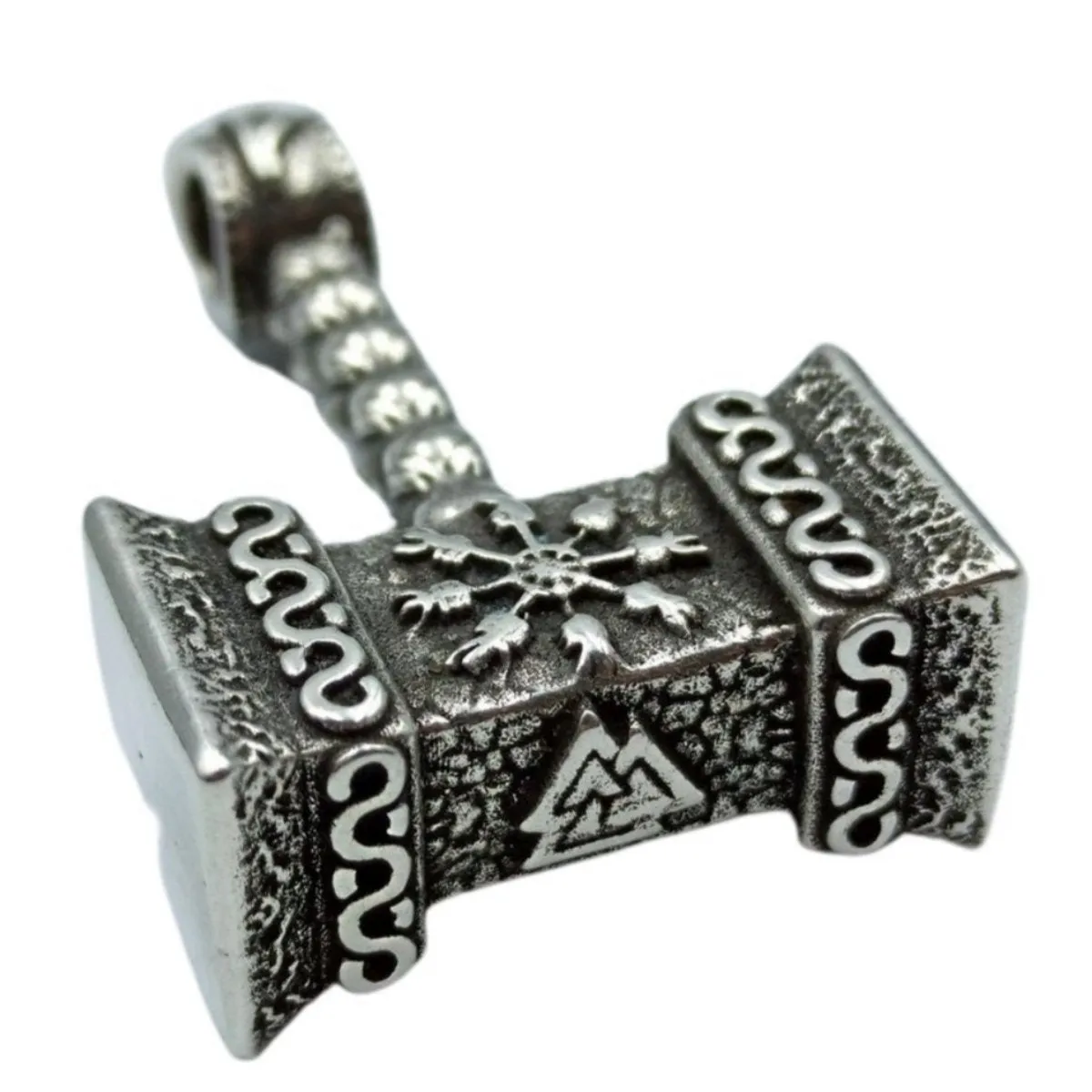 Mjolnir with runes silver pendant