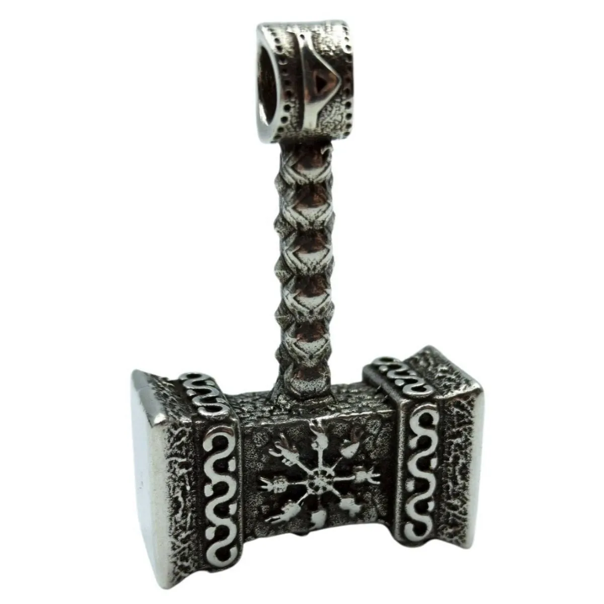 Mjolnir with runes silver pendant