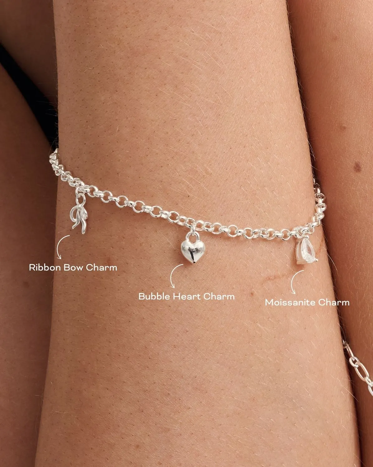 Moissanite Charm - Sterling Silver