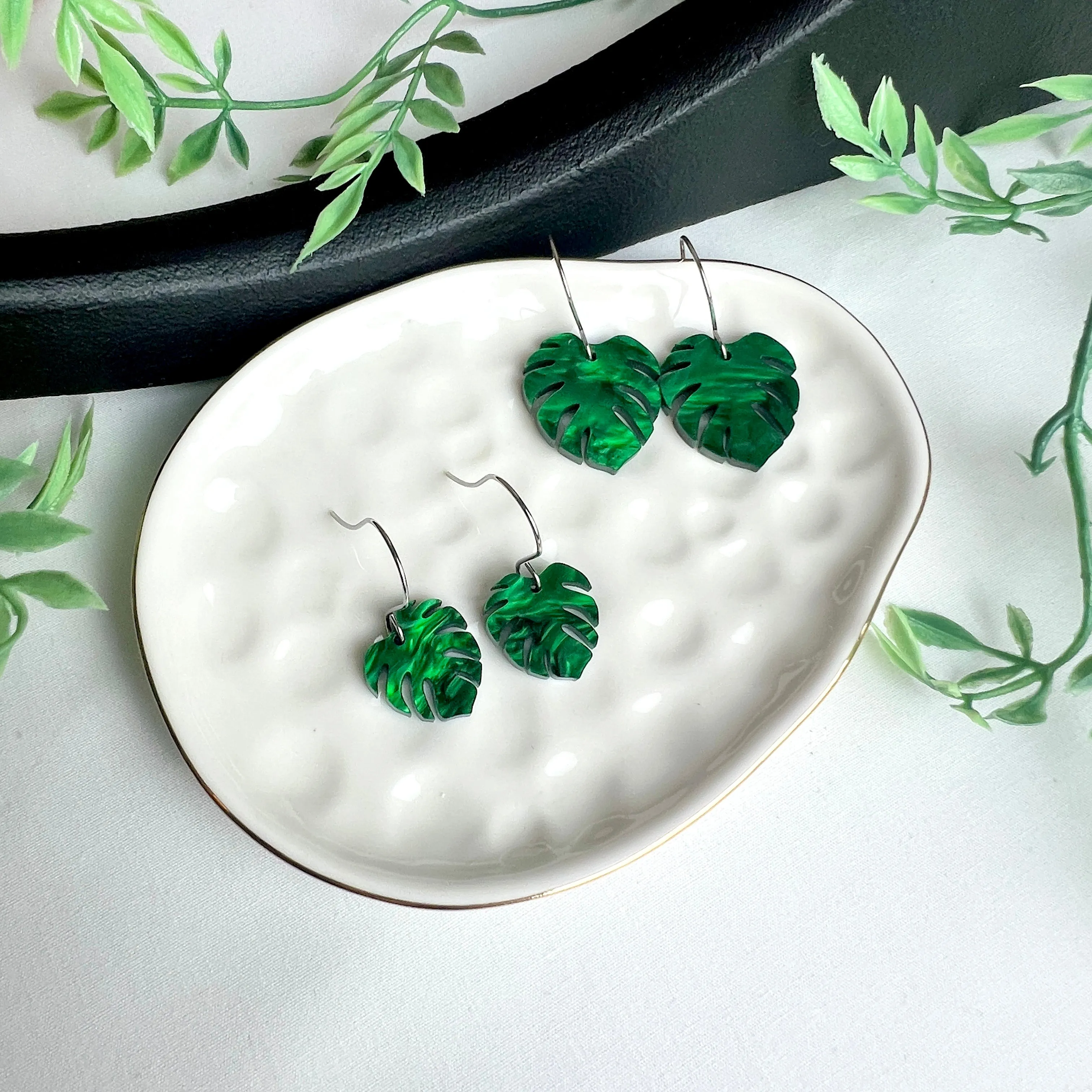 Monstera Leaf Dangle Earrings