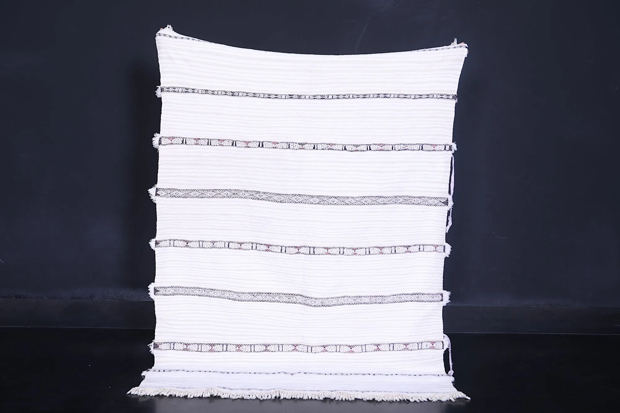 Moroccan Berber Rug Blanket - 3.7 x 5.2 FT | Handwoven Textile