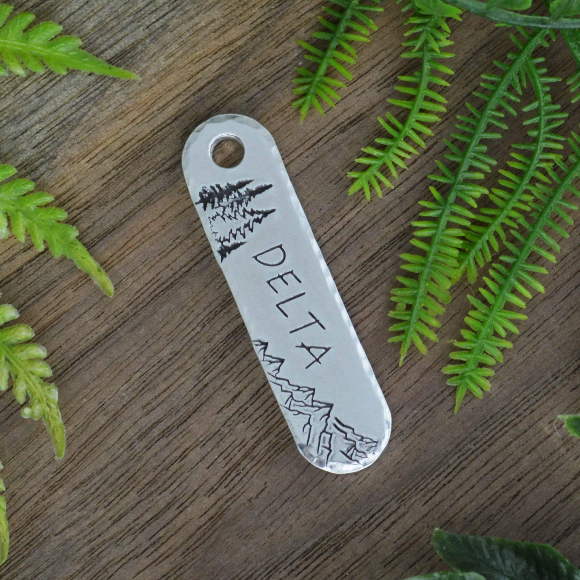 Mountain Adventure Hand Stamped Dog Tag