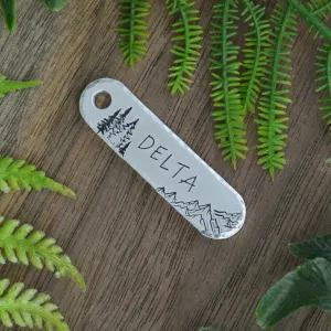 Mountain Adventure Hand Stamped Dog Tag