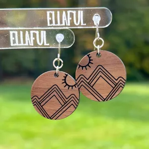 Mountain Design Wood Earrings