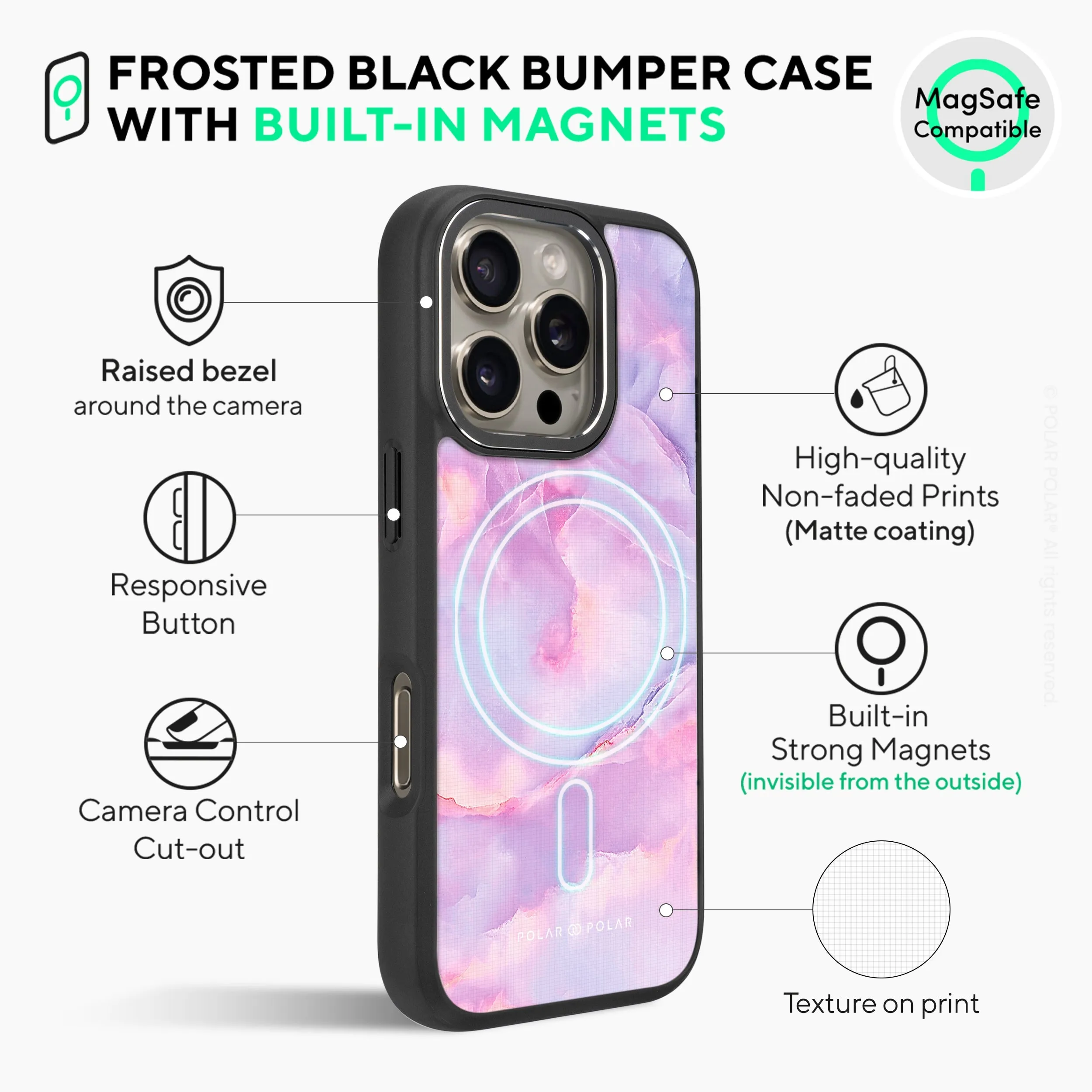 Mythical Sky - iPhone 16 Pro Max Frosted Black Bumper MagSafe Case