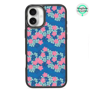 Navy Sakura Wave - iPhone 16 Plus Frosted Black Bumper MagSafe Case