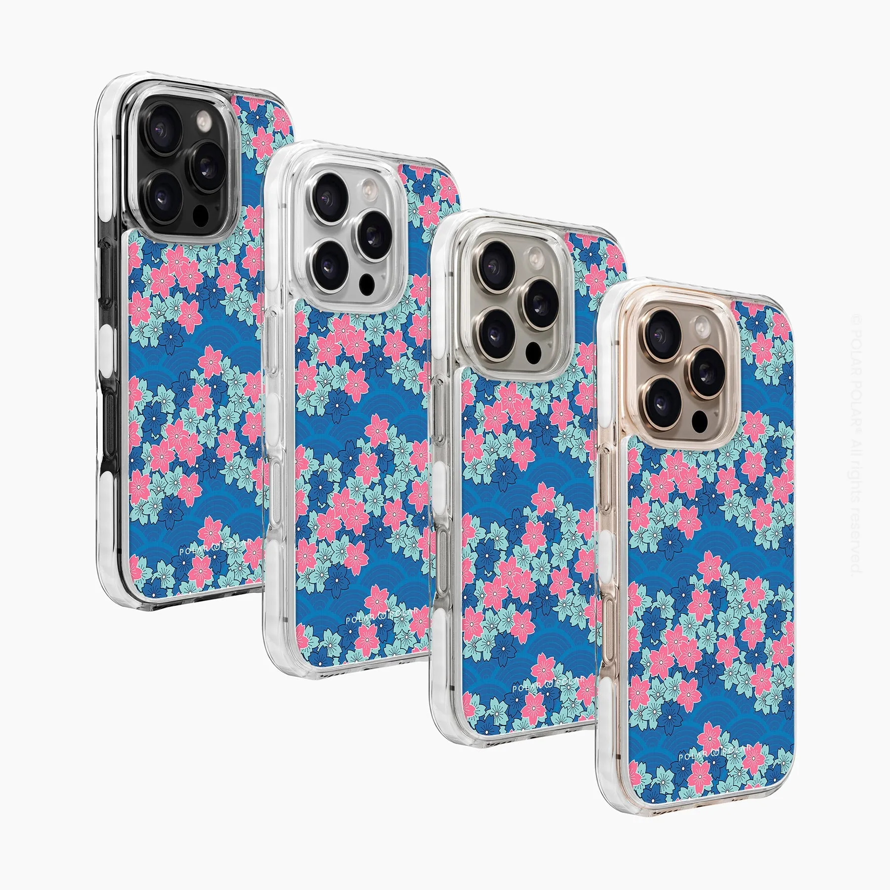 Navy Sakura Wave - iPhone 16 Pro Clear Bumper MagSafe Case