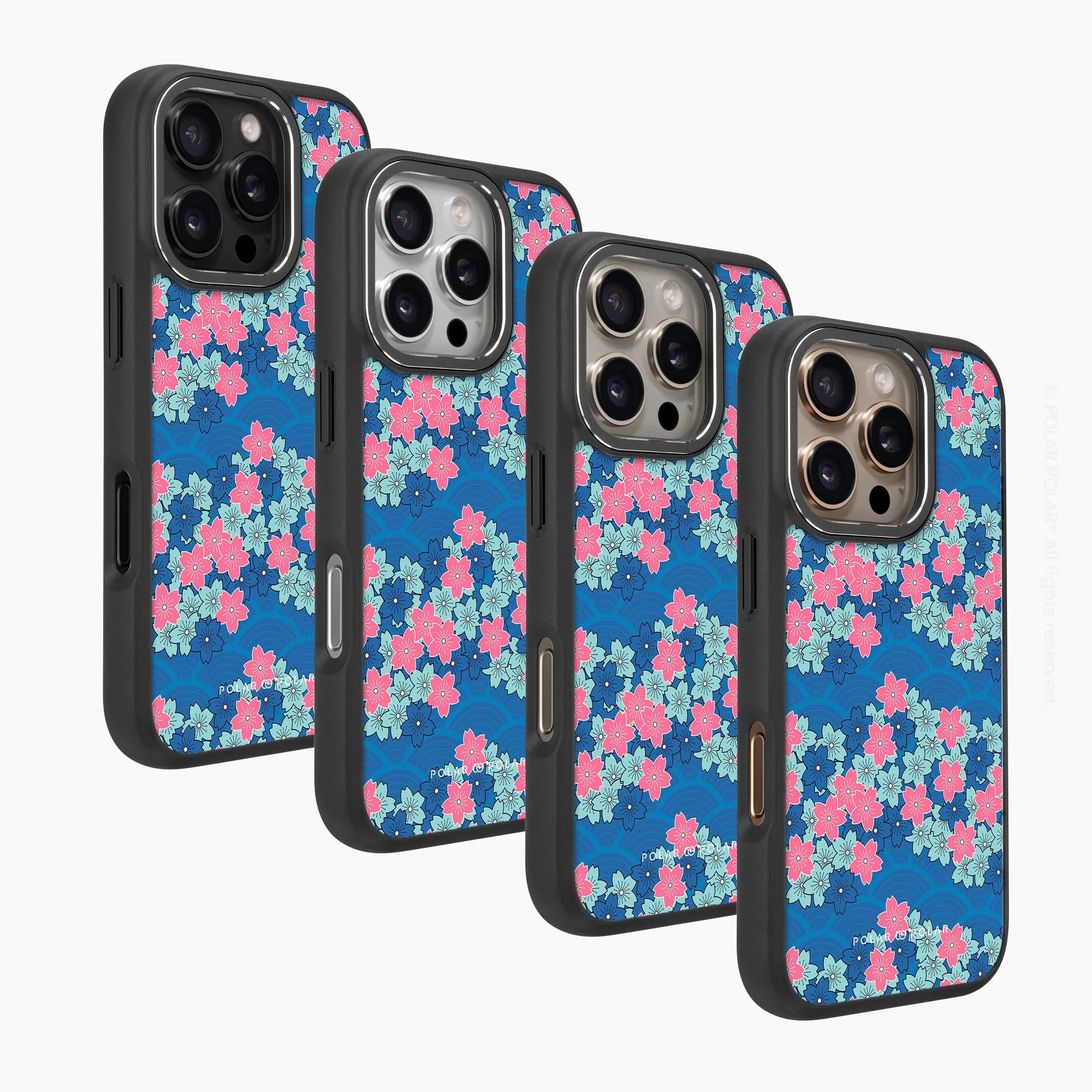Navy Sakura Wave - iPhone 16 Pro Max Frosted Black Bumper MagSafe Case