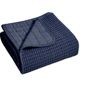 Navy Waffle Throw