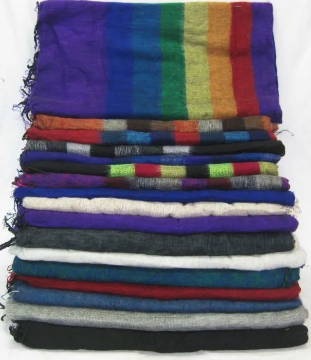 Nepalese Made Wool Throw - Red, Navy, Blue Stripe